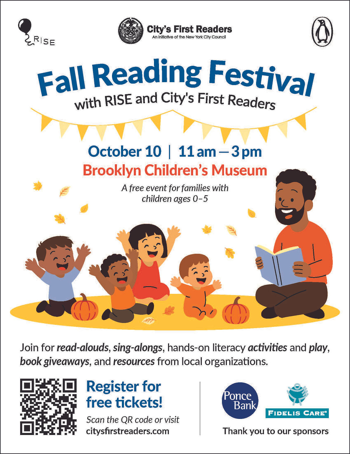City’s First Readers Will Celebrate RISE’s Fifth Birthday at a Free Fall Reading Festival on Friday, October 10!