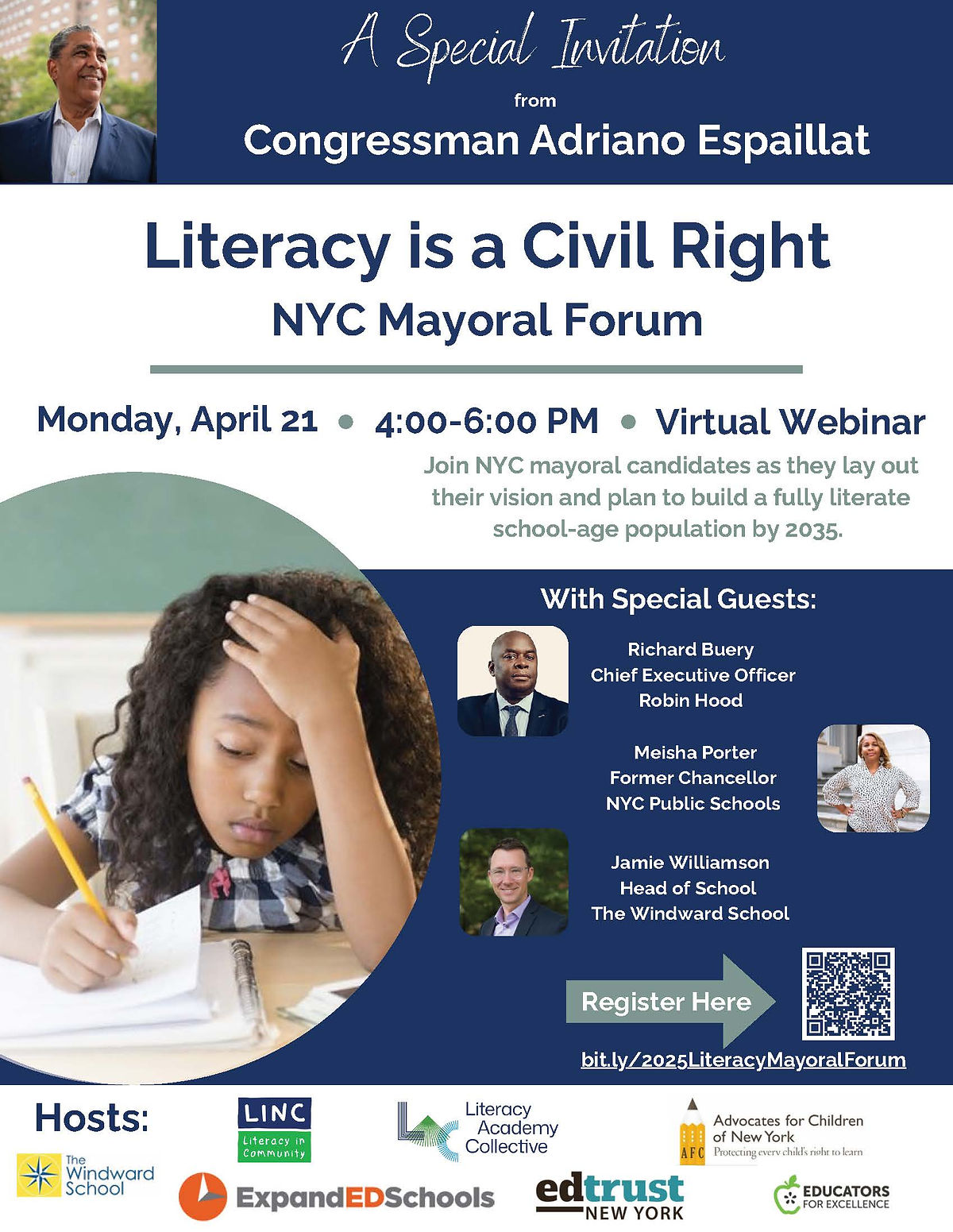 Join Our Mayoral Candidates Forum on Literacy on April 21